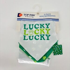 Top Paw St Patricks Day Dog Bandanas NWT 2 Pack XL Lucky Shamrock